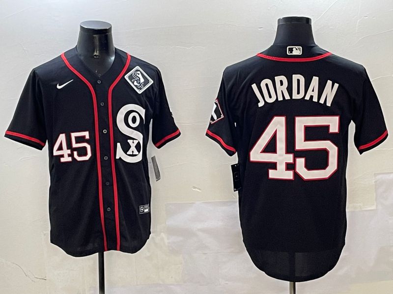 Men Chicago White Sox #45 Jordan Black Fashion Game 2025 Nike MLB Jersey style 3131